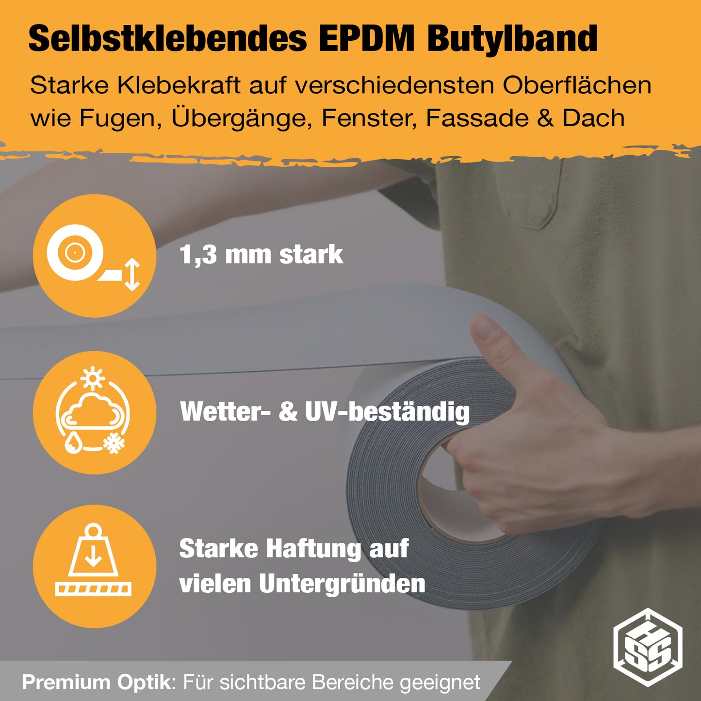 EPDM Fenster- & Fassadenstreifen selbstklebend (Butyl)